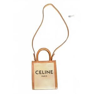 Celine Mini Cabas Canvas and Leather Crossbody and Handbag (0743)